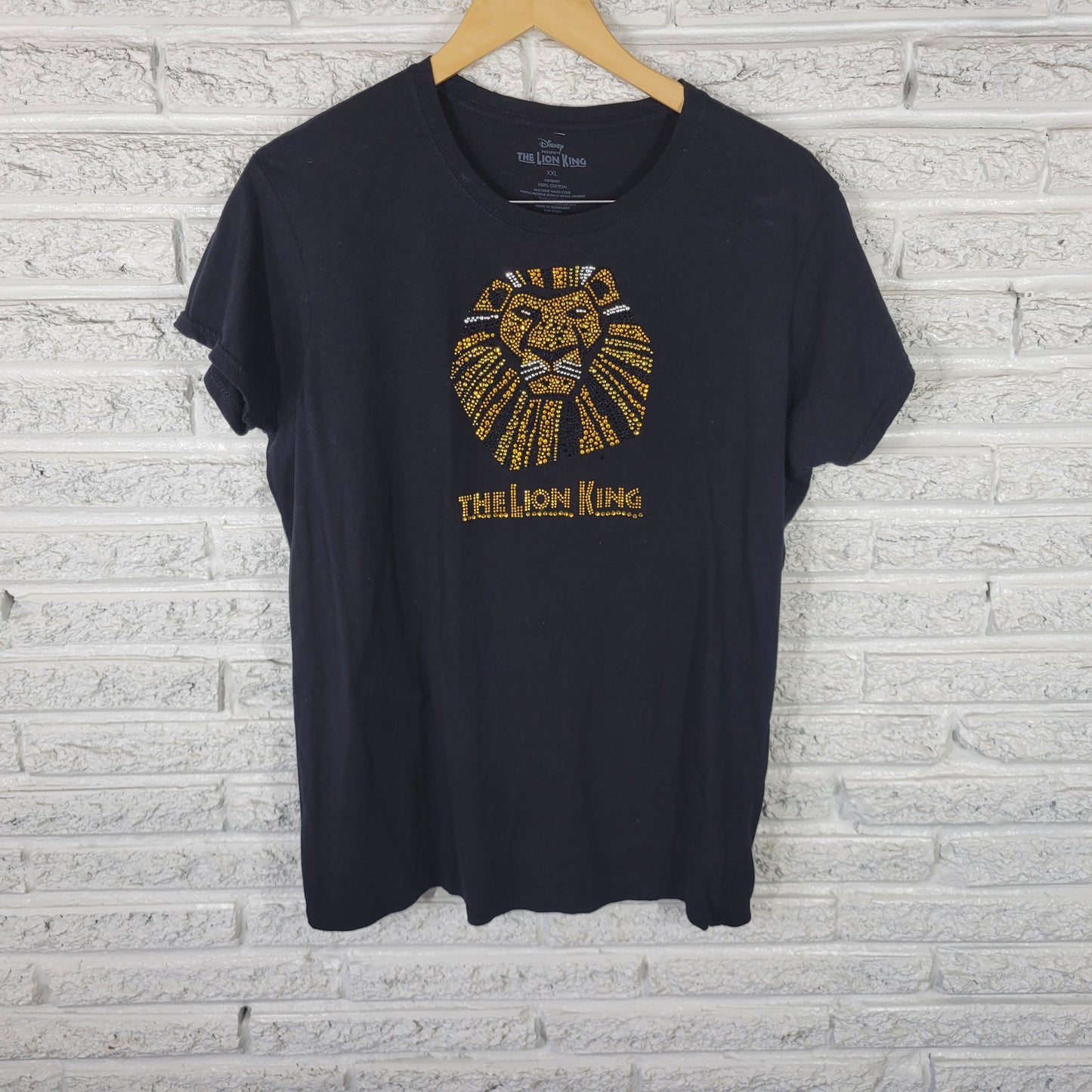 Disney Lion King Women's XXL T-Shirt Black Studded 100% Cotton Tee BLA151E