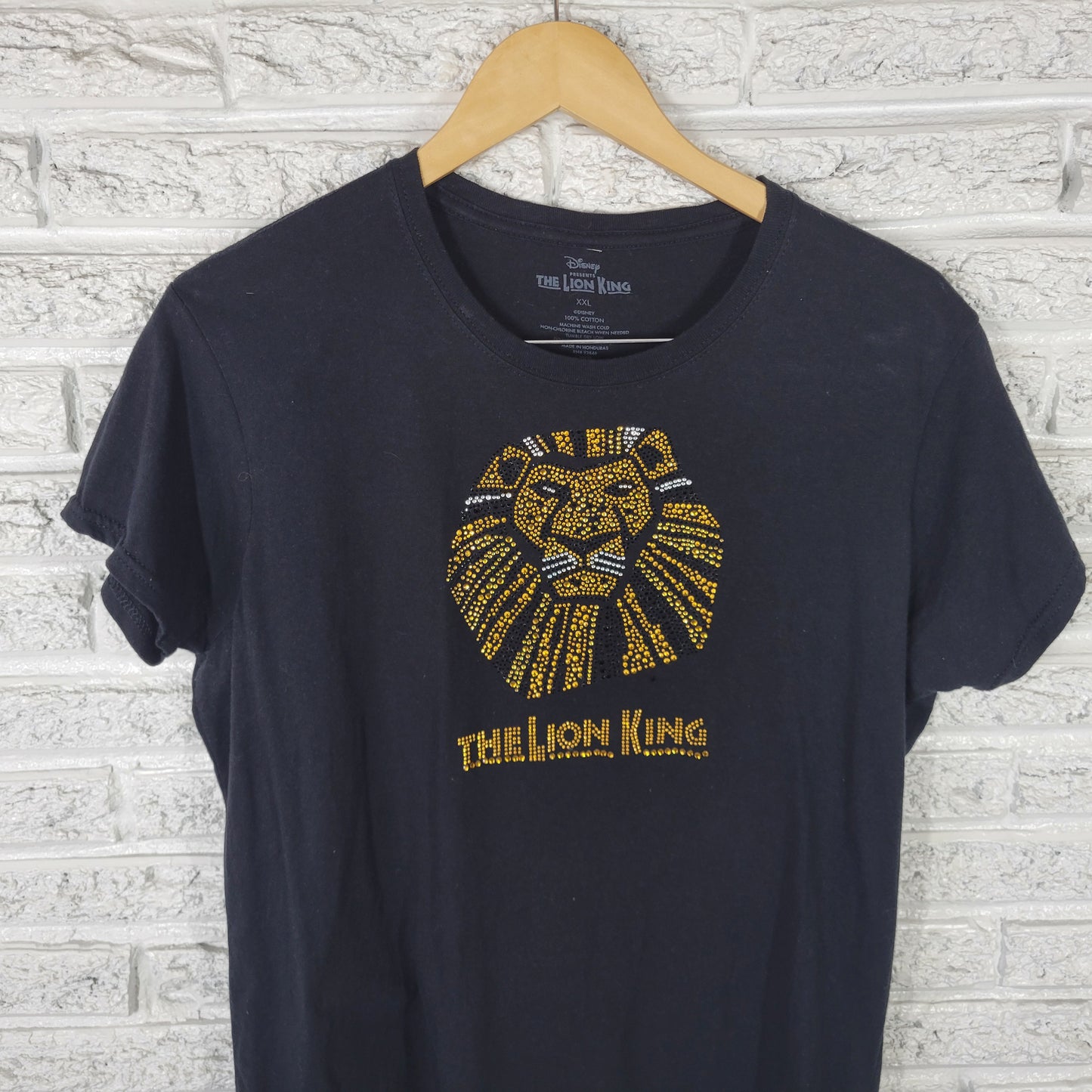 Disney Lion King Women's XXL T-Shirt Black Studded 100% Cotton Tee BLA151E