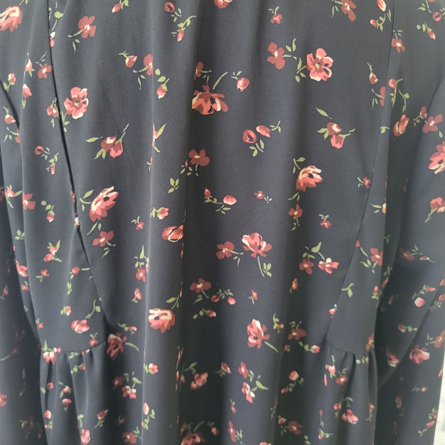 Denim 24/7 16W Tunic Top Black Brown Floral Embroidered V-Neck Polyester FLO103E