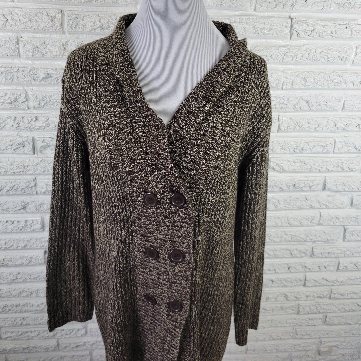 United States Sweaters Womens XL Cardigan Brown Marled Long Sleeve HNGE