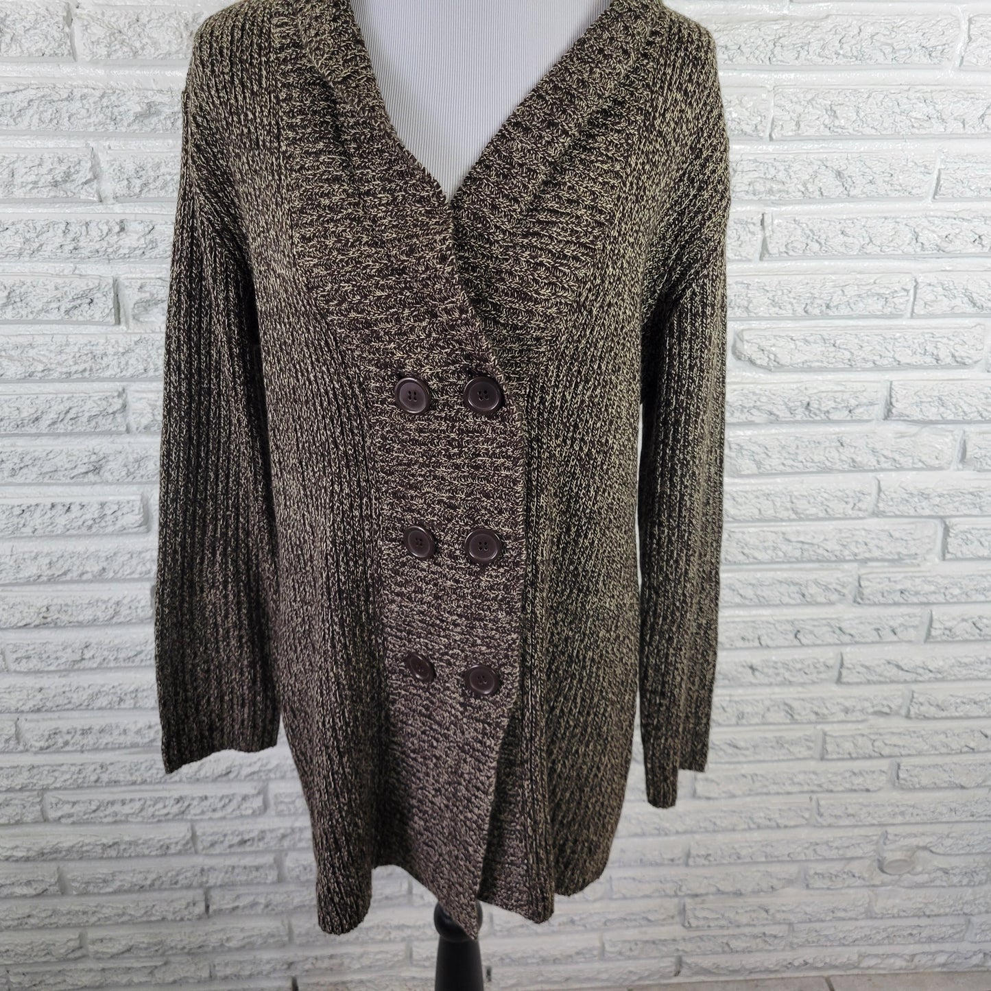 United States Sweaters Womens XL Cardigan Brown Marled Long Sleeve HNGE