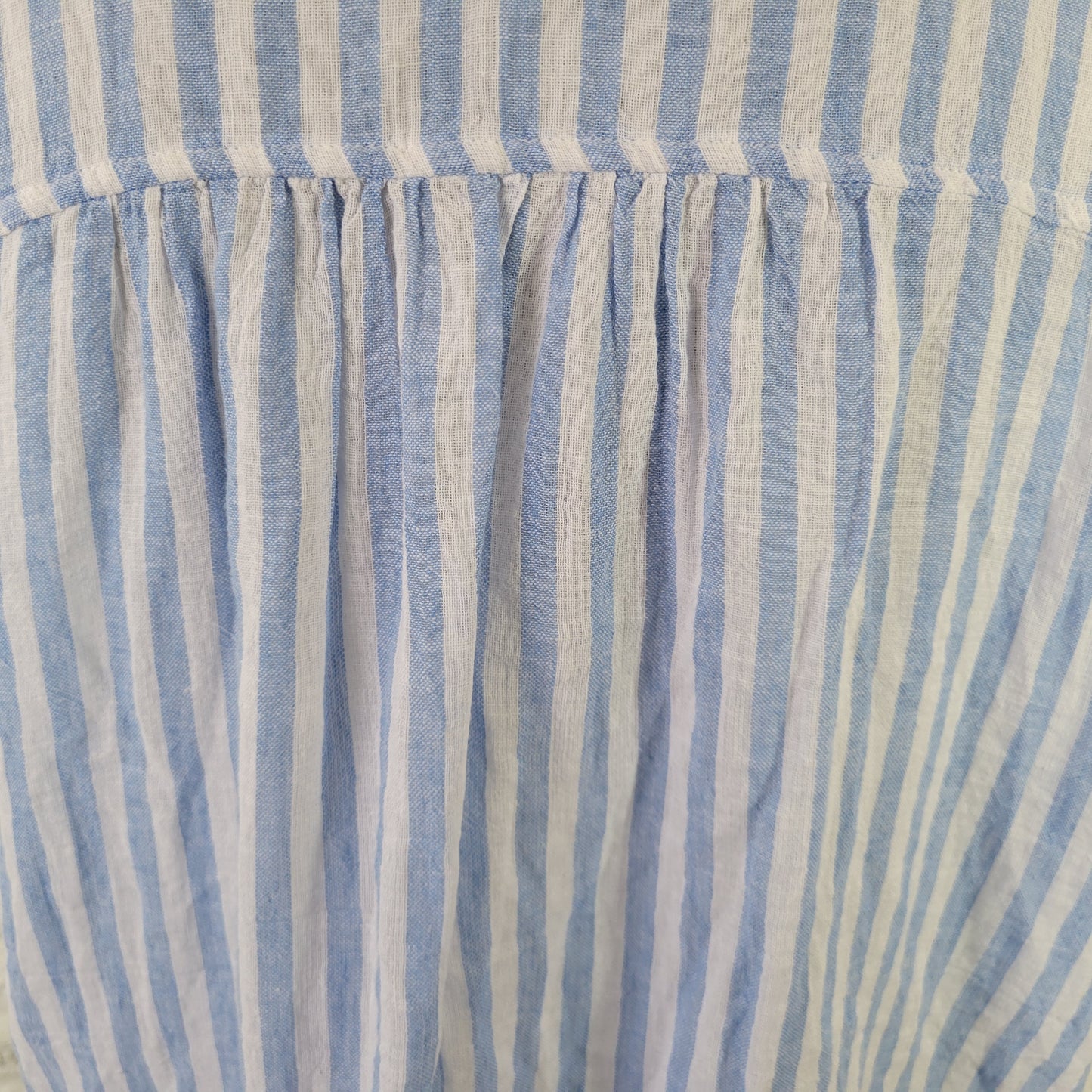 Old Navy XL Women's Top Linen Cotton Blend Blue White Striped STR122E