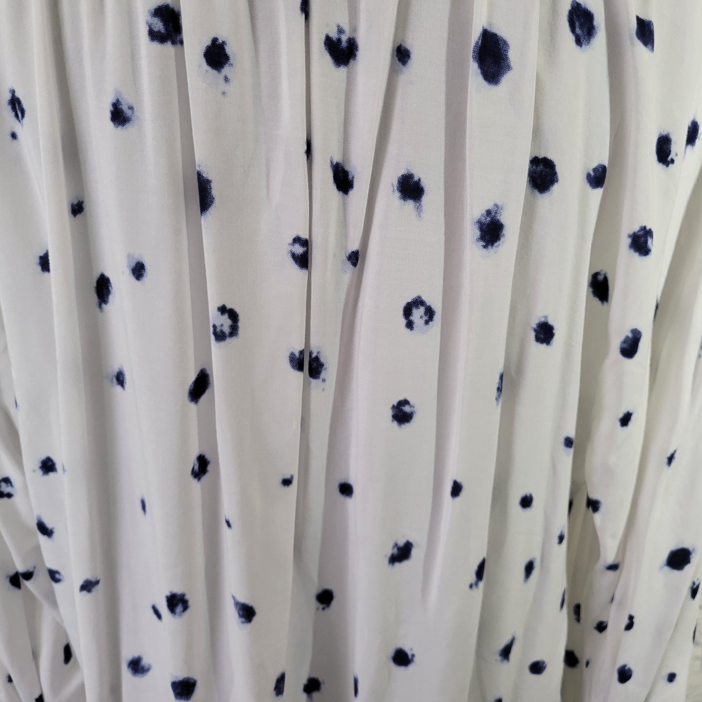 Fred David 2X Women's Top White Blue Watercolor Print Boat Neck WAT22E