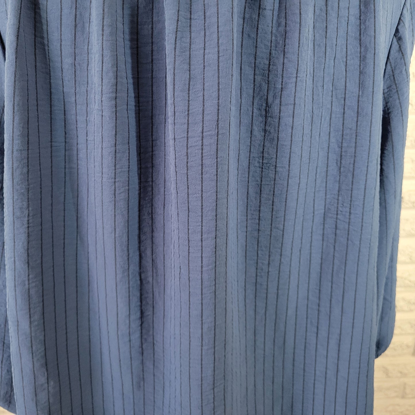 Olivia & Martin Women’s 2X Top Blue Striped Keyhole Neck 3/4 Sleeve STR48E