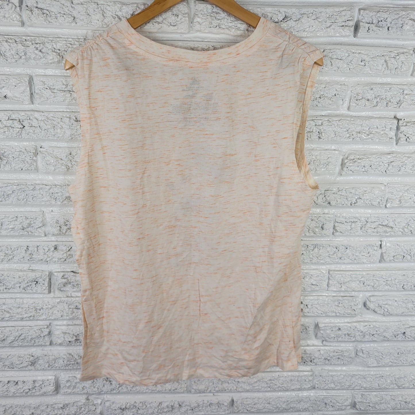 Disney Womens Mickey Mouse Tee XL Orange Heather Foil Print Sleeveless NOV140E