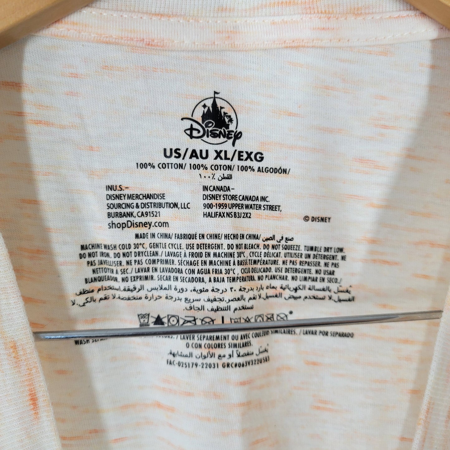 Disney Womens Mickey Mouse Tee XL Orange Heather Foil Print Sleeveless NOV140E