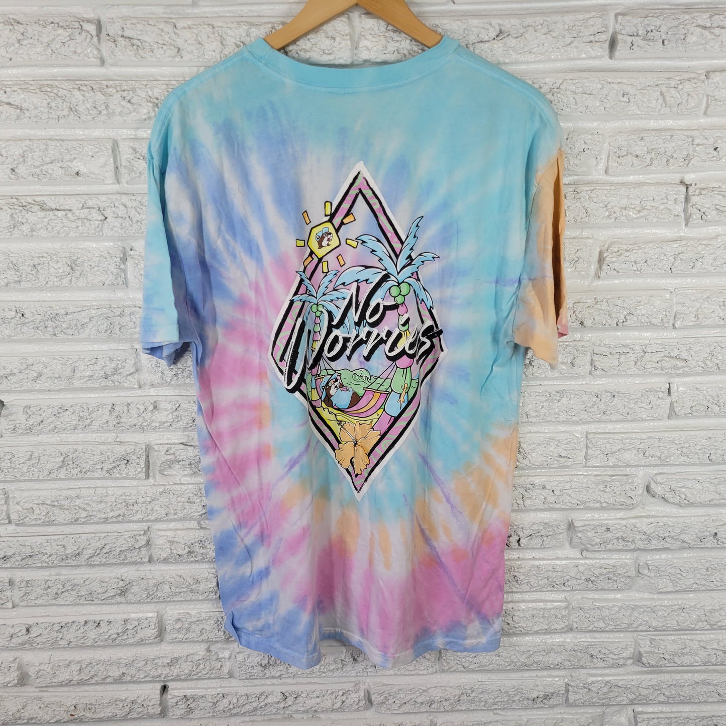 Buc-ee's No Worries Tie Dye T-Shirt XL Unisex Multicolor Cotton Tee TIE29XE