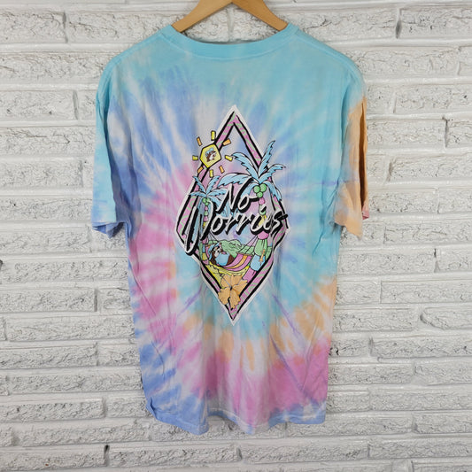 Buc-ee's No Worries Tie Dye T-Shirt XL Unisex Multicolor Cotton Tee TIE29XE