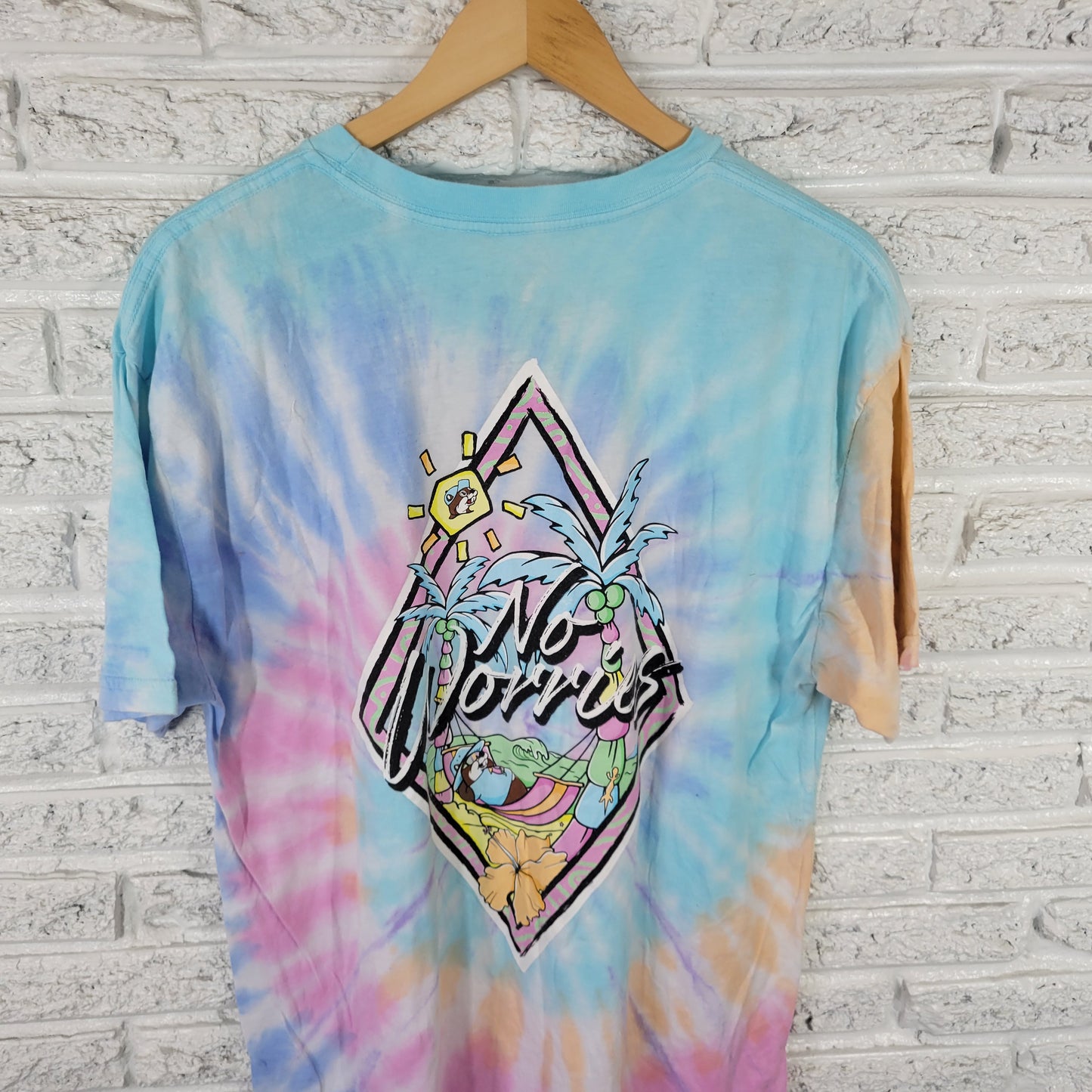 Buc-ee's No Worries Tie Dye T-Shirt XL Unisex Multicolor Cotton Tee TIE29XE