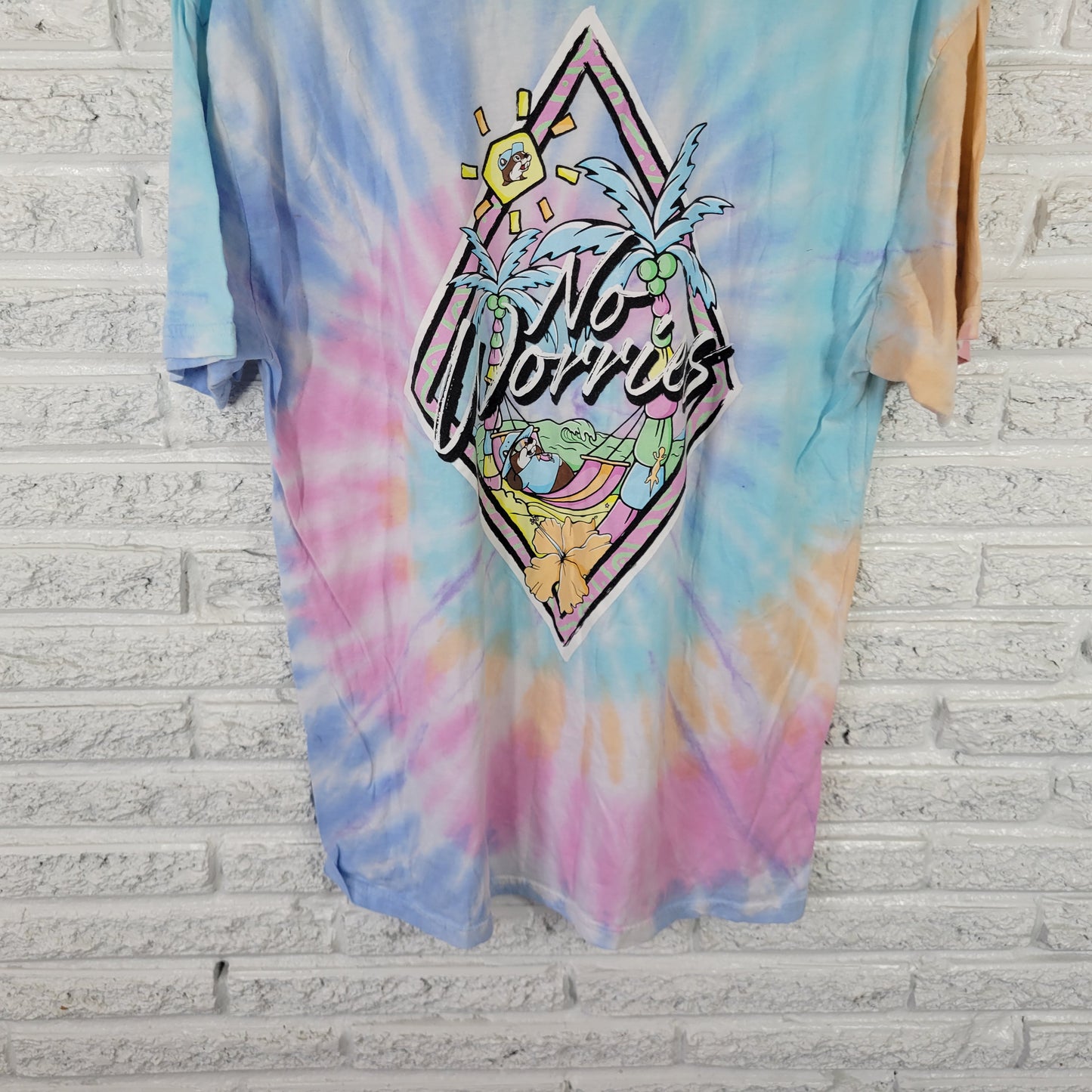 Buc-ee's No Worries Tie Dye T-Shirt XL Unisex Multicolor Cotton Tee TIE29XE