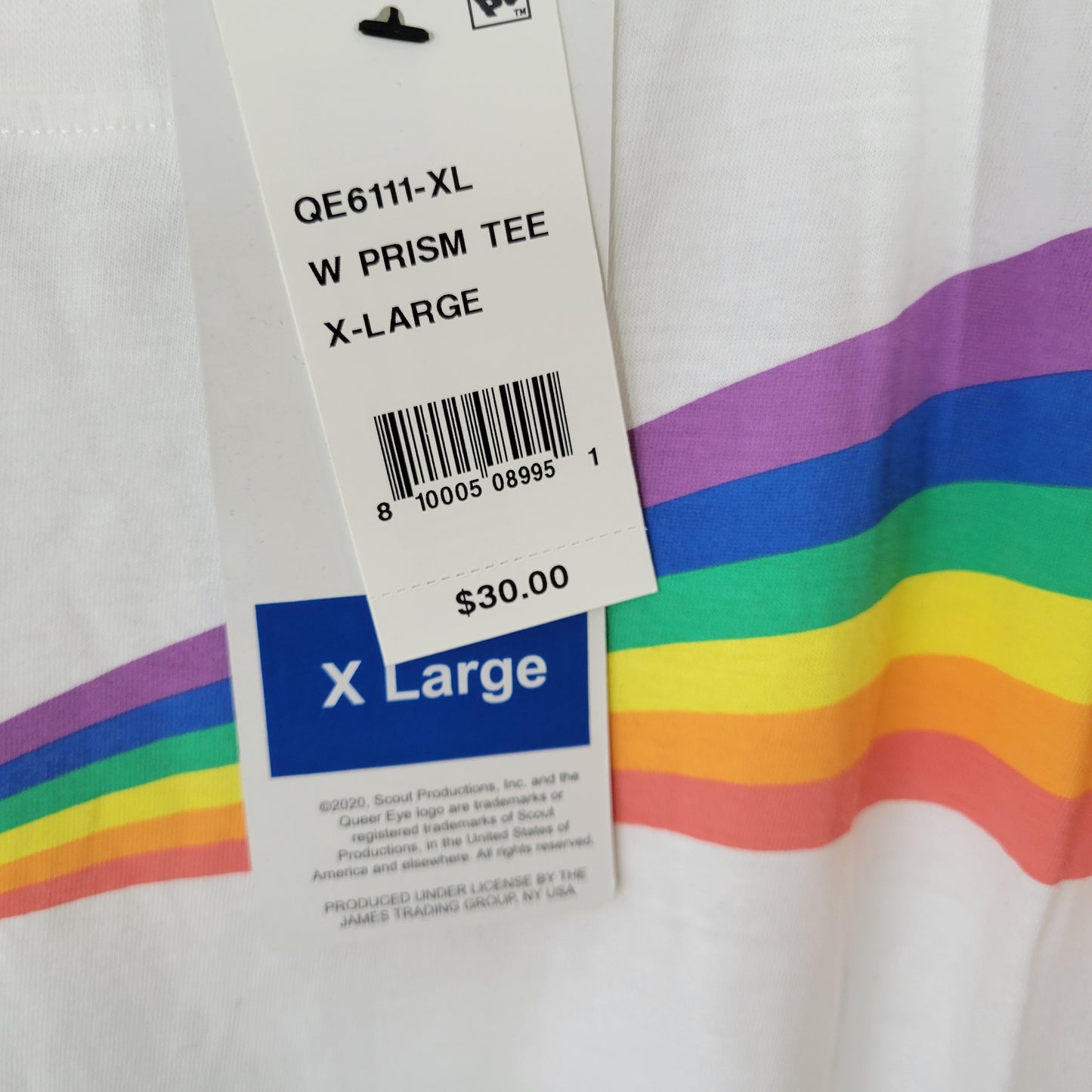 Queer Eye Unisex T-Shirt XL White Rainbow Prism Graphic 100% Cotton WHI27E