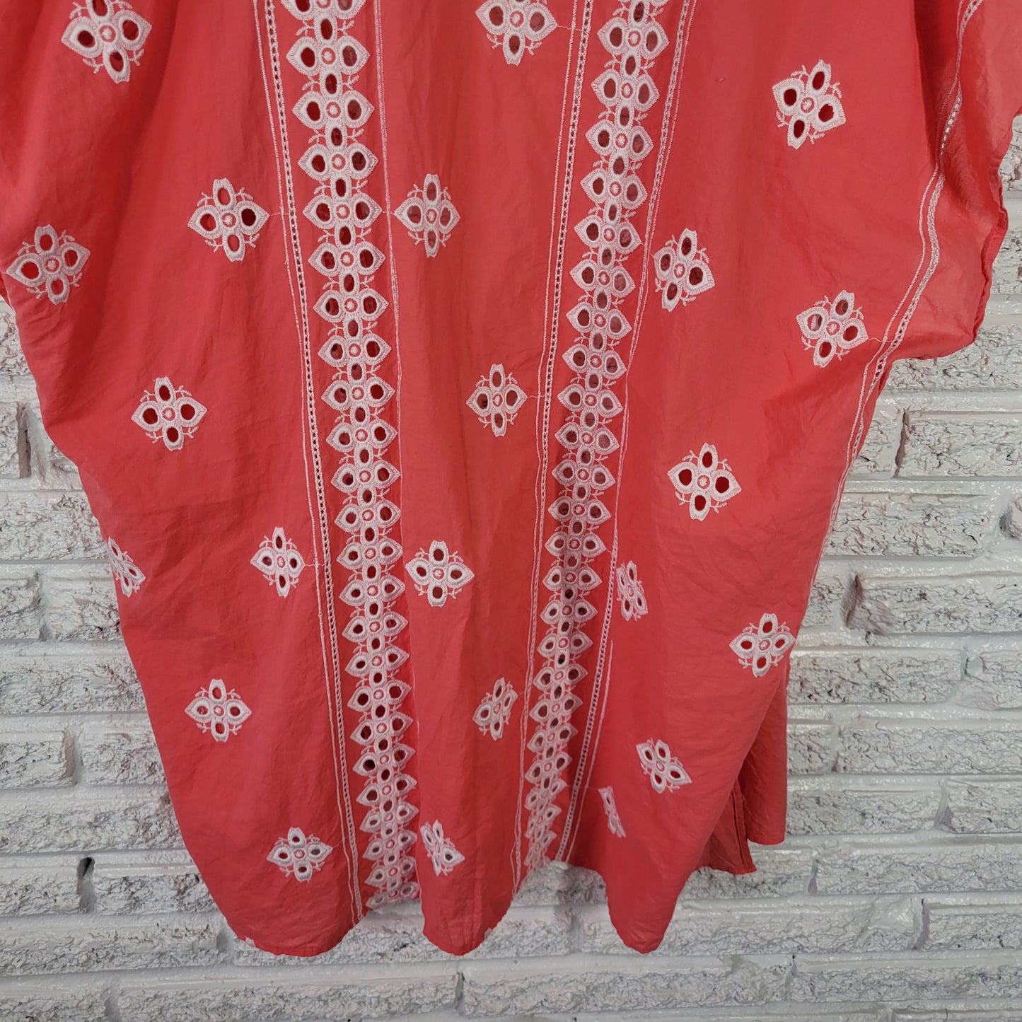 Time and Tru Women's L XL Pink Cotton Embroidered Eyelet Sleeveless PIN30E