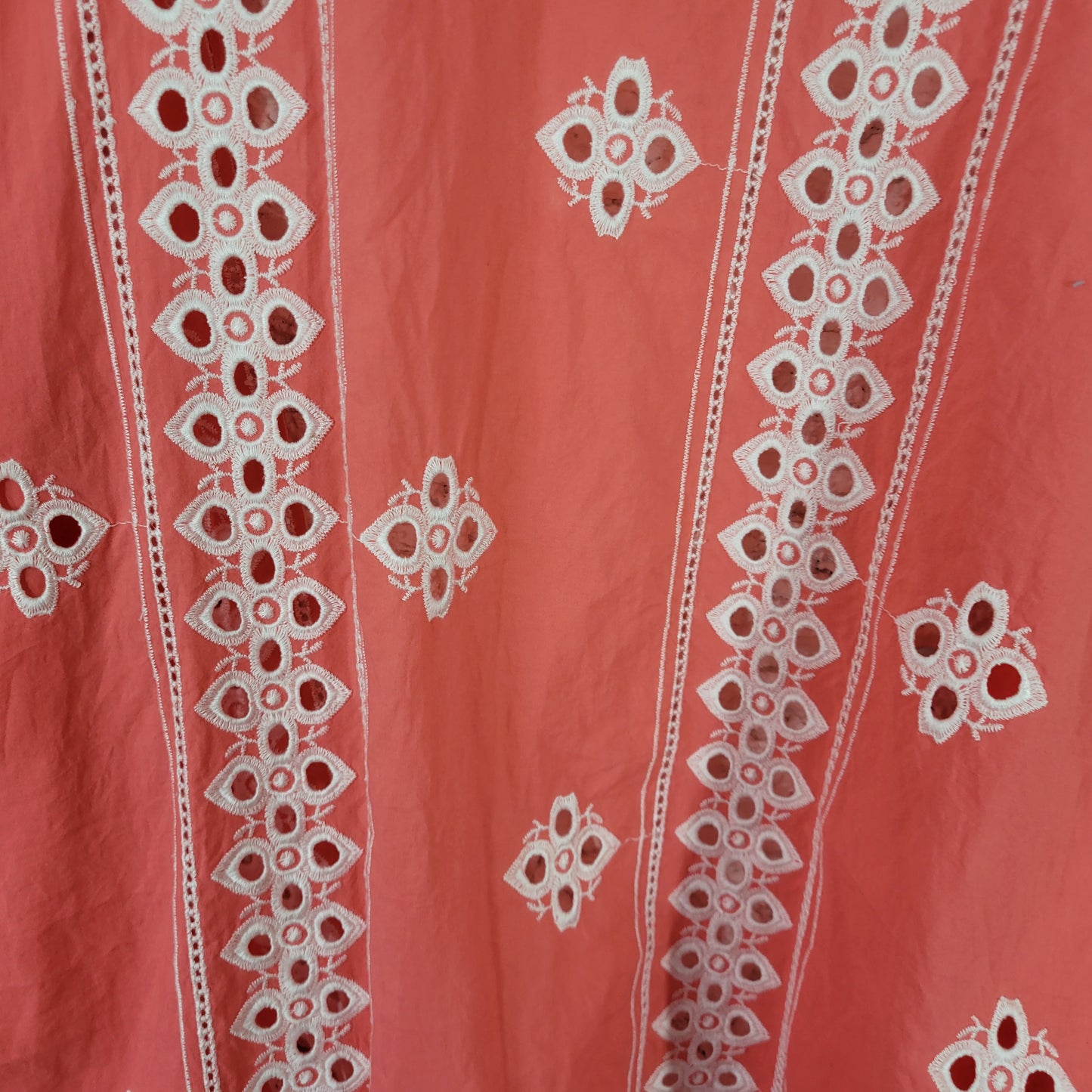 Time and Tru Women's L XL Pink Cotton Embroidered Eyelet Sleeveless PIN30E