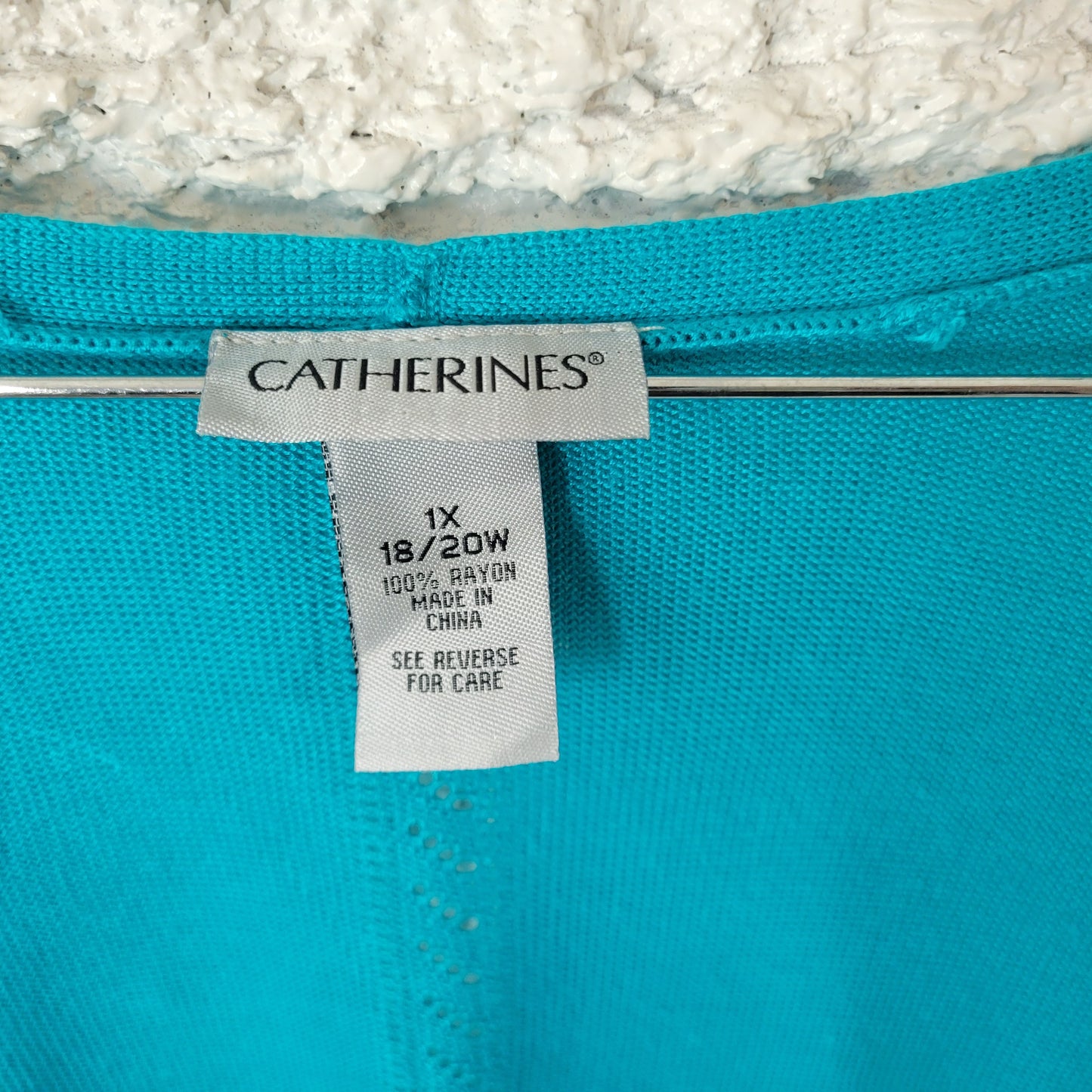 Catherines Womens 1X Plus Blue Cropped Cardigan Open Front Short Sleeve BLU293E