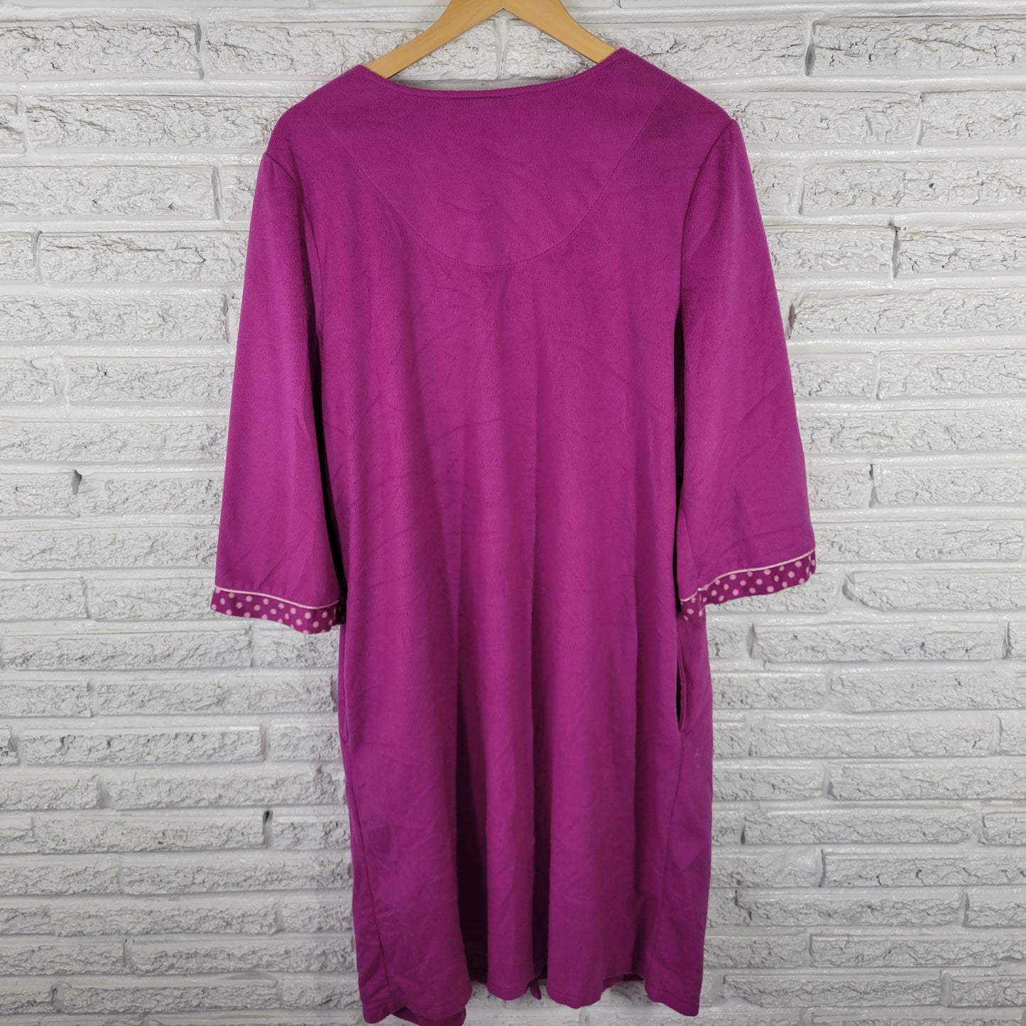 White Stag Robe Womens XL Purple Fleece Zip Up 3/4 Sleeve Pockets Sleep SWE44E