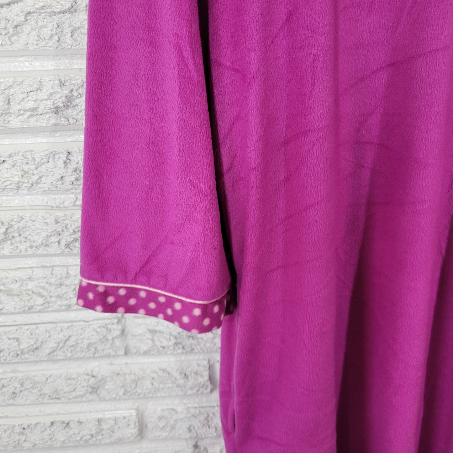 White Stag Robe Womens XL Purple Fleece Zip Up 3/4 Sleeve Pockets Sleep SWE44E