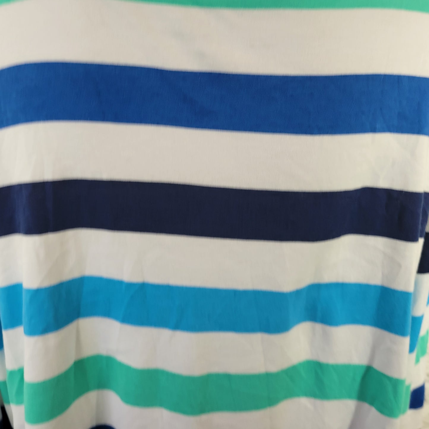 Croft & Barrow Womens 2X Top Blue White Striped 3/4 Sleeve Cotton Knit STR155E