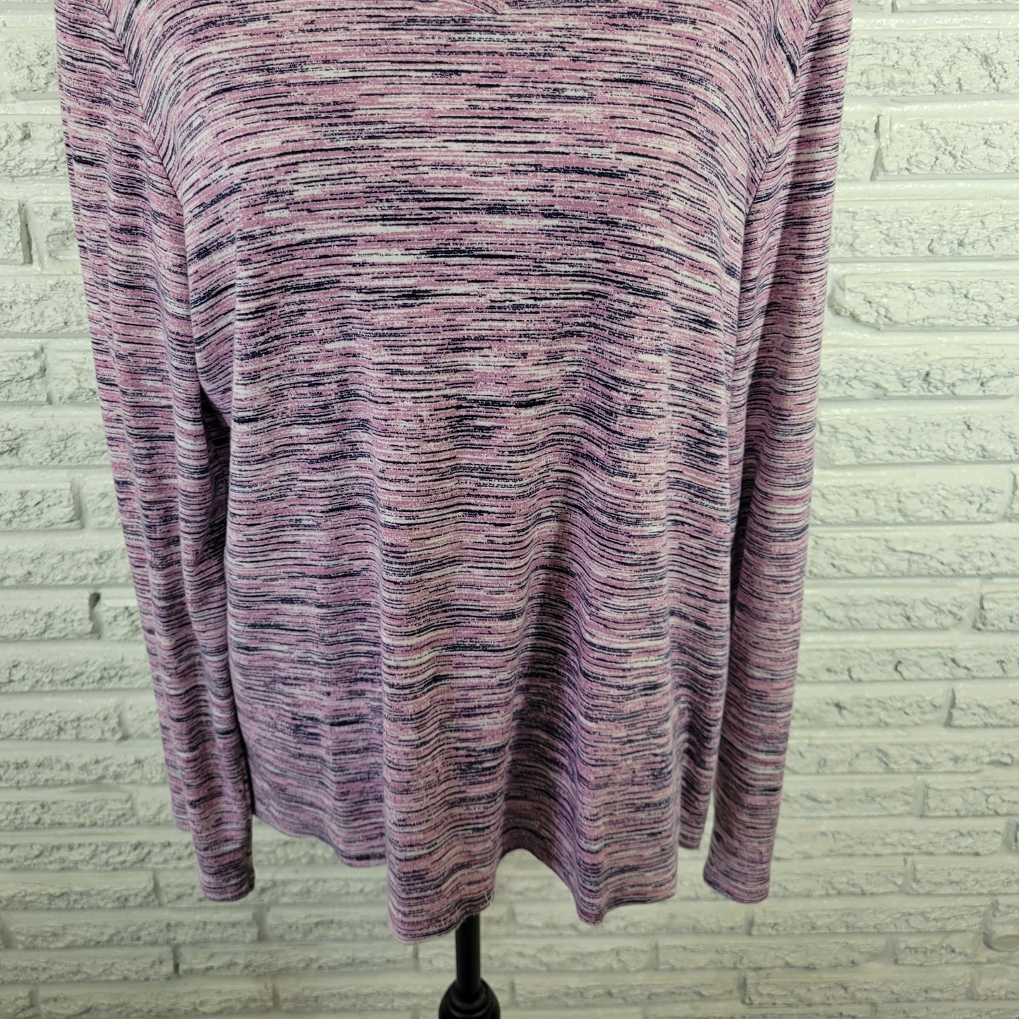 Croft & Barrow Womens XXL Tee Purple Black Heather 100% Cotton V-Neck PUR3E