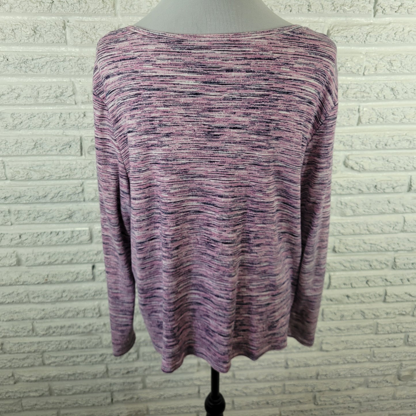 Croft & Barrow Womens XXL Tee Purple Black Heather 100% Cotton V-Neck PUR3E