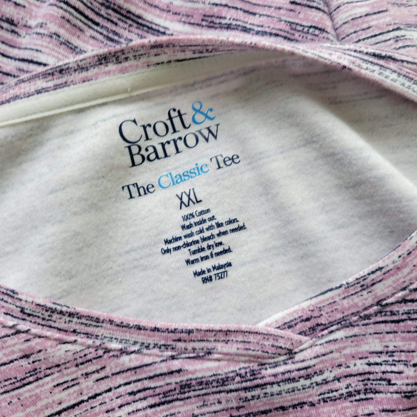 Croft & Barrow Womens XXL Tee Purple Black Heather 100% Cotton V-Neck PUR3E
