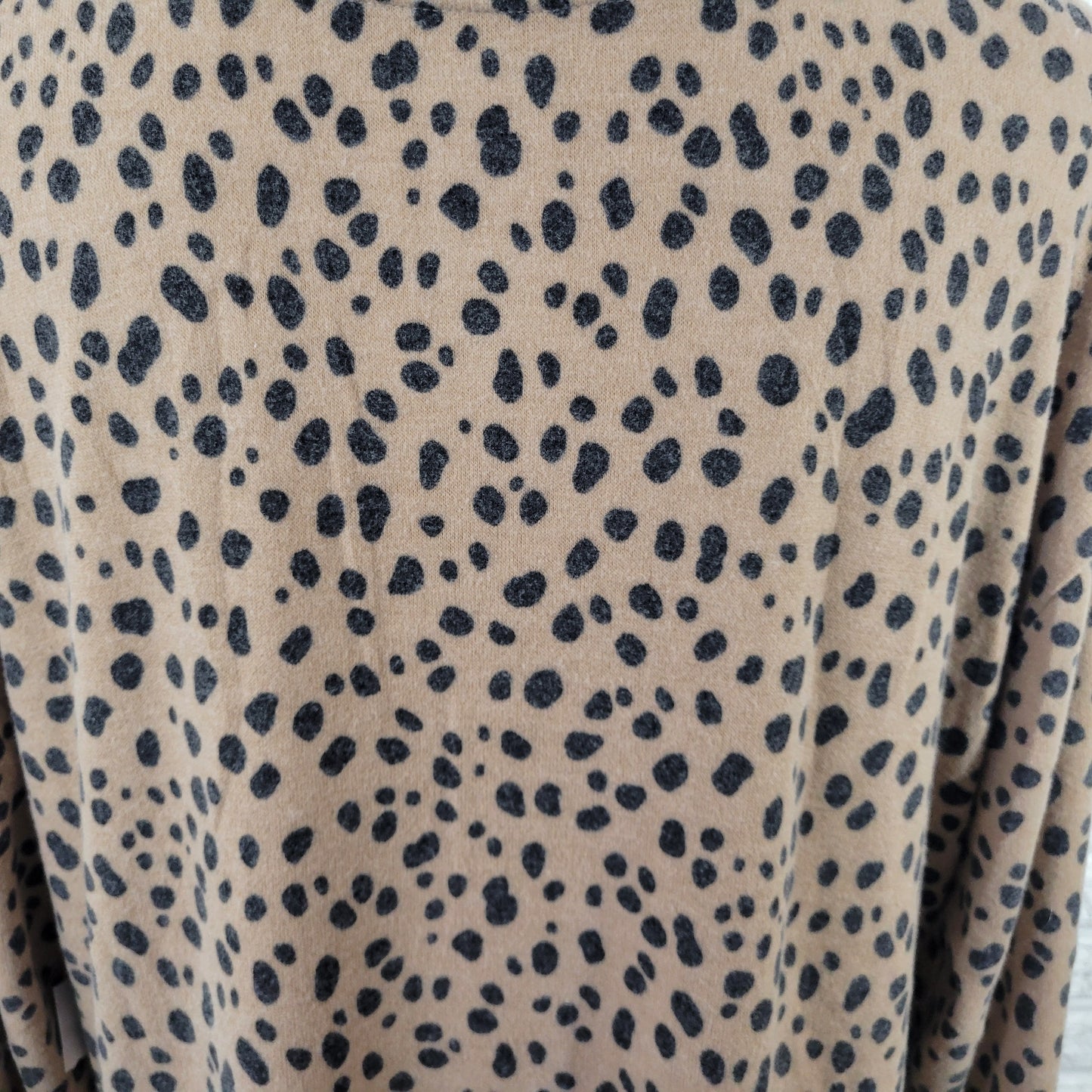 Croft & Barrow XXL Tan Black Animal Print Knit V-Neck 3/4 Sleeve Top ANI8E