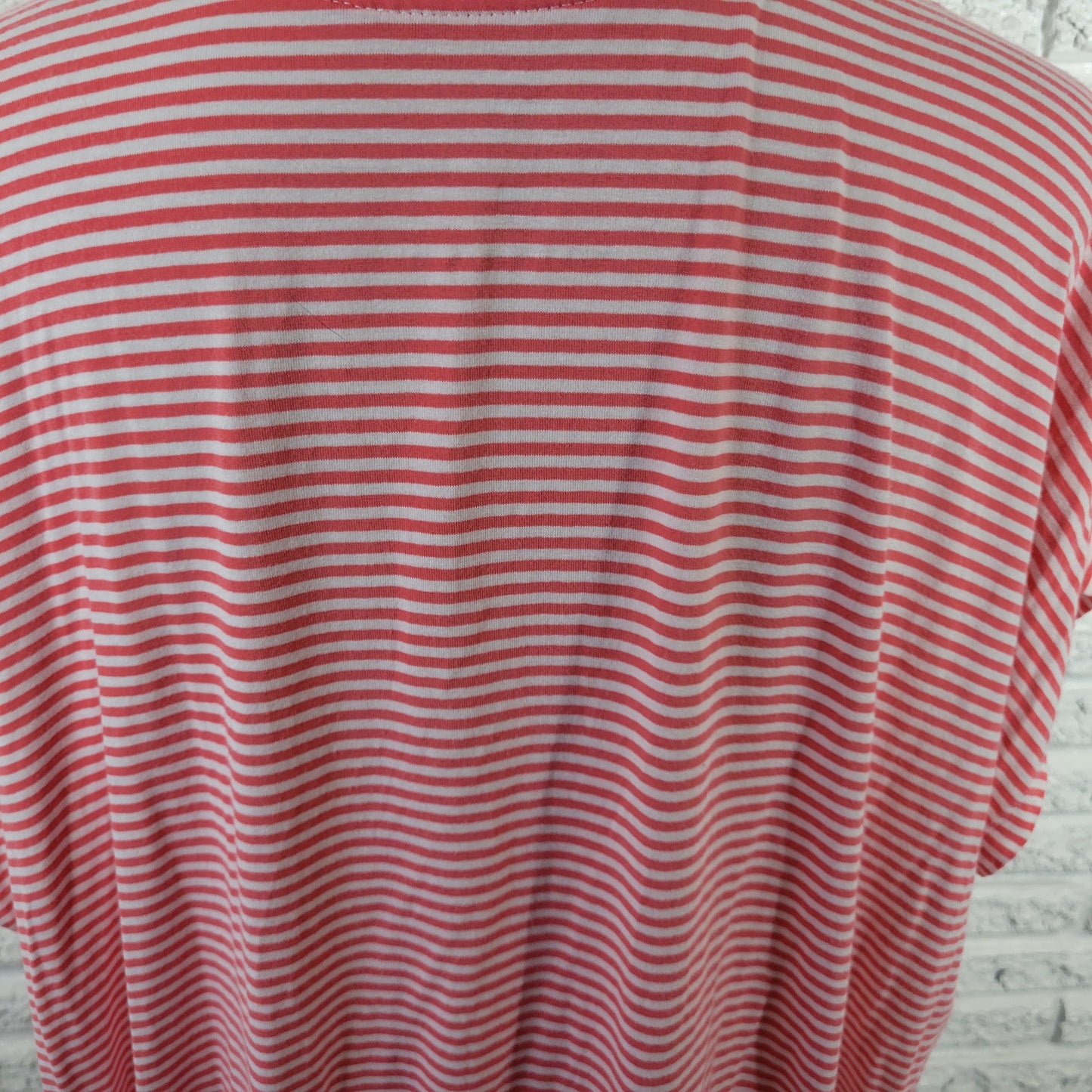 New York & Company Women's XL Pink White Striped Front Tie Tee T-Shirt STR136E