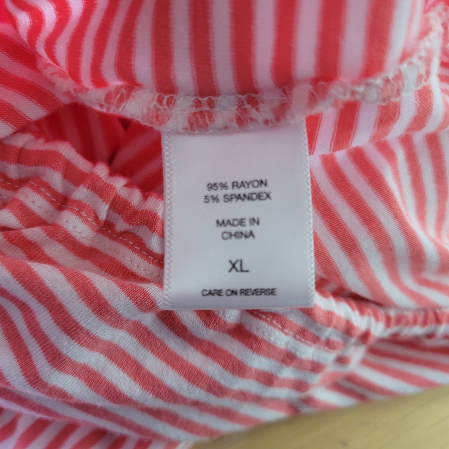 New York & Company Women's XL Pink White Striped Front Tie Tee T-Shirt STR136E