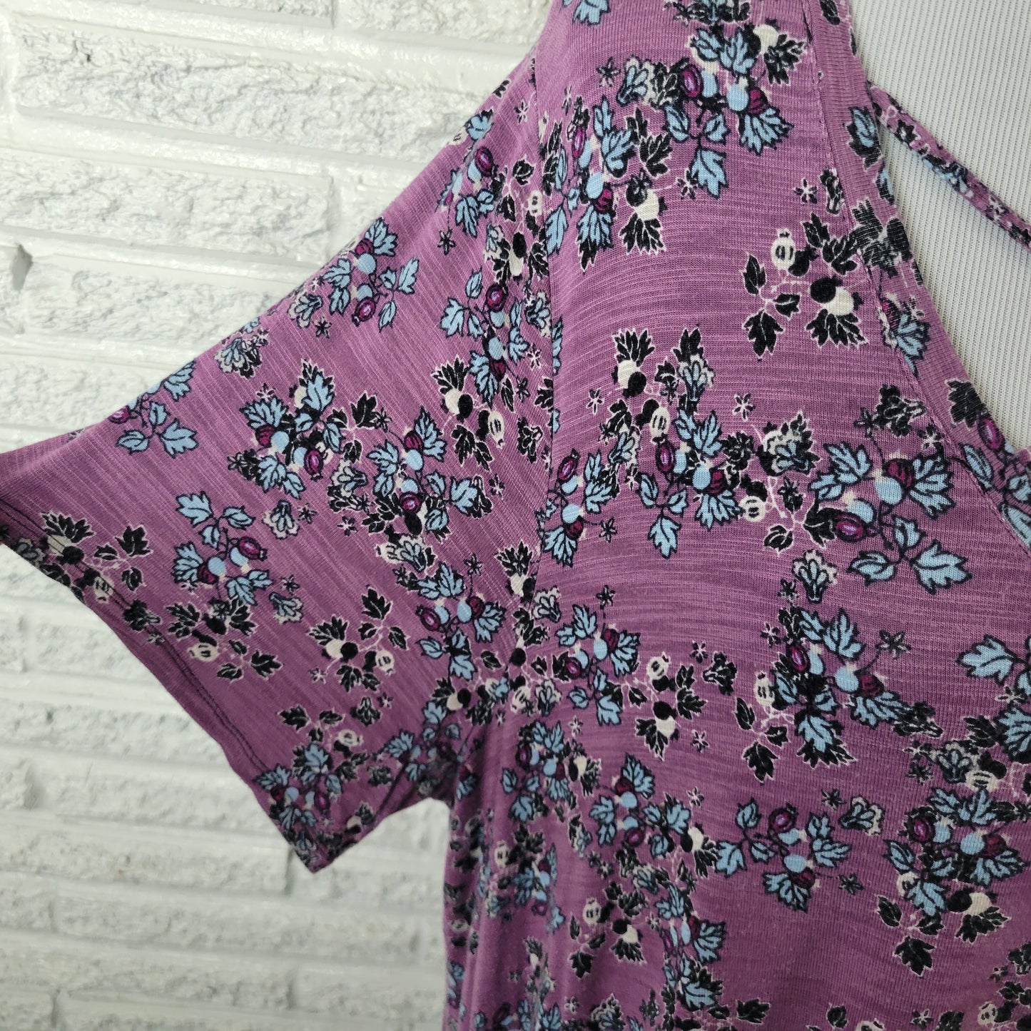 Avenue 22/24 Plus Purple Blue Floral V-Neck Keyhole Tunic Top Stretch FLO330E