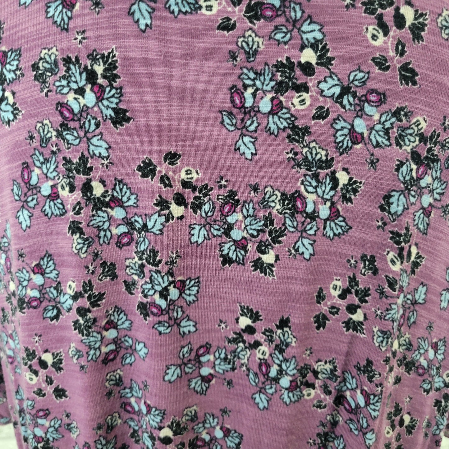 Avenue 22/24 Plus Purple Blue Floral V-Neck Keyhole Tunic Top Stretch FLO330E