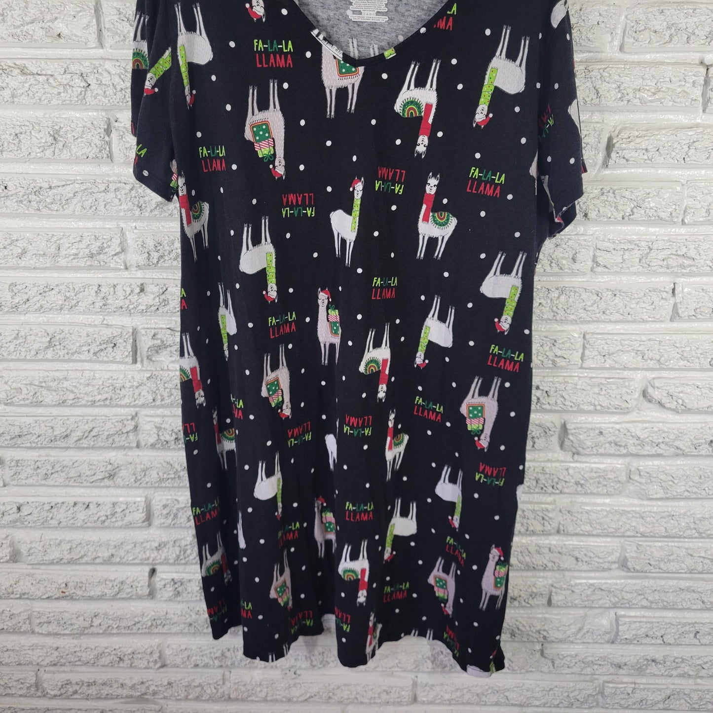 Secret Treasures Pajama Top Sleep Shirt 2X 3X Cotton Christmas Llama NOV154E