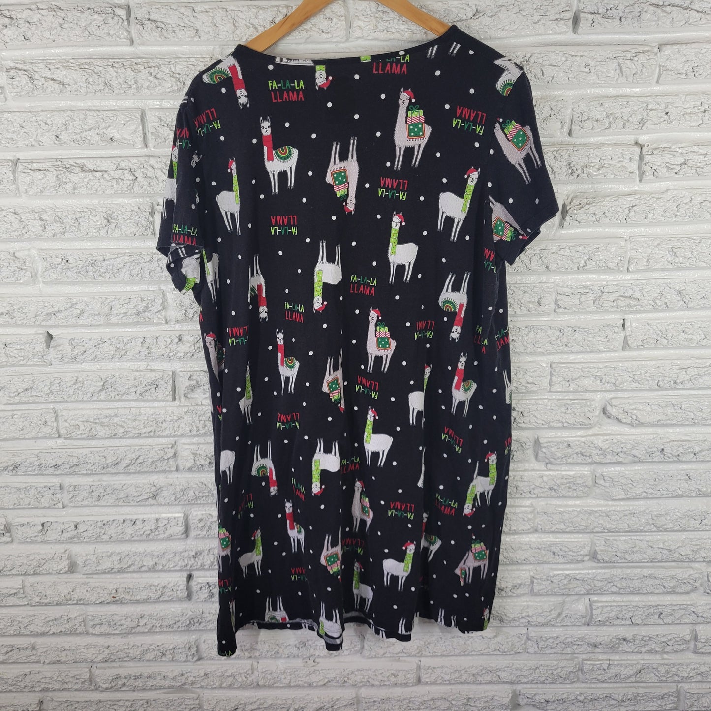Secret Treasures Pajama Top Sleep Shirt 2X 3X Cotton Christmas Llama NOV154E