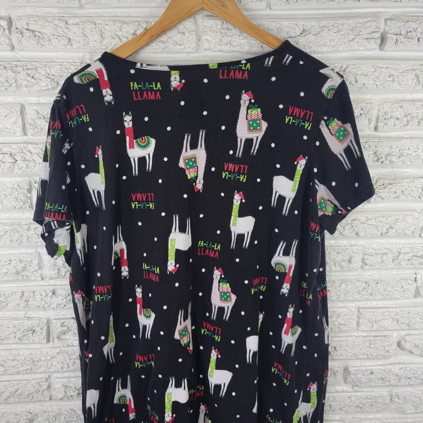 Secret Treasures Pajama Top Sleep Shirt 2X 3X Cotton Christmas Llama NOV154E