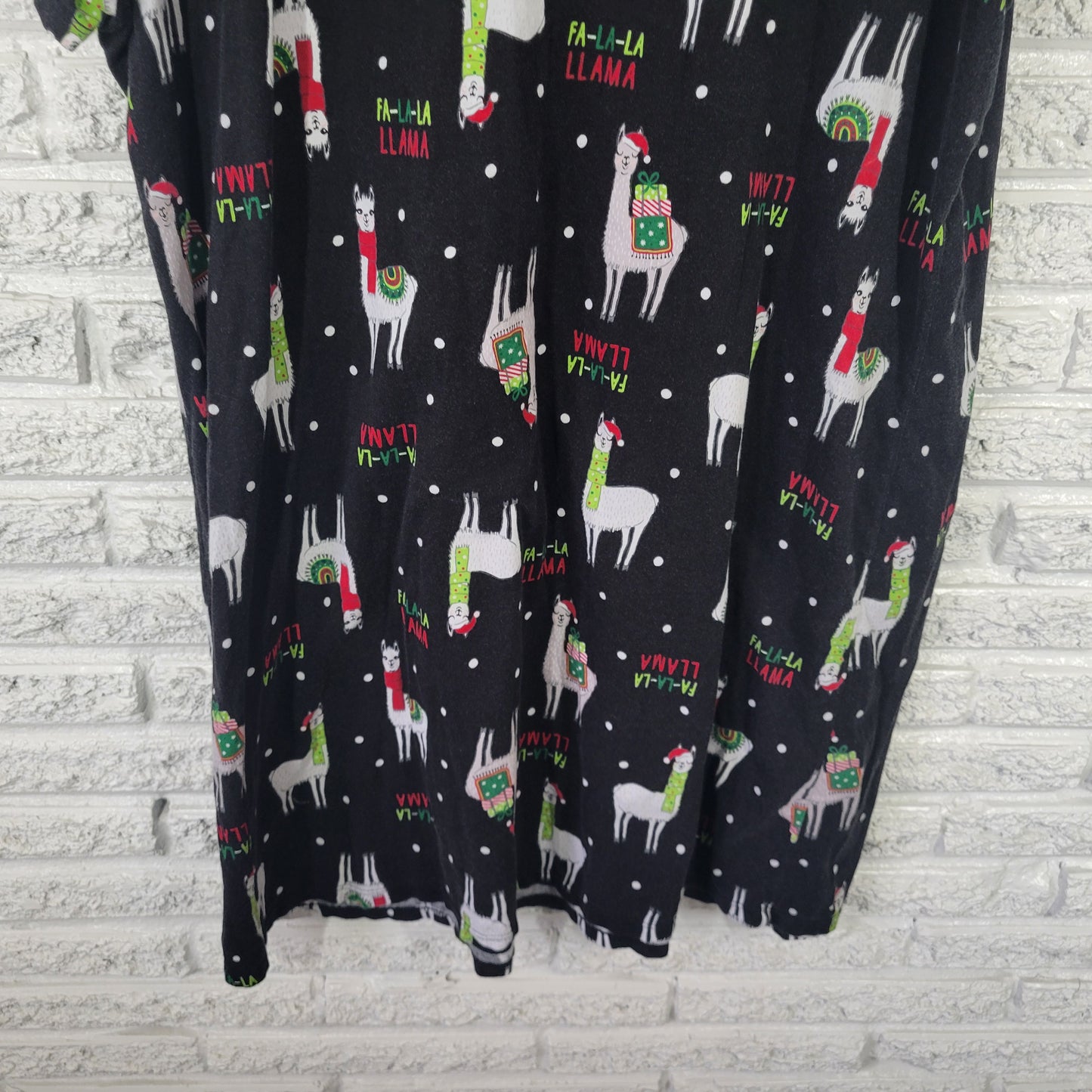 Secret Treasures Pajama Top Sleep Shirt 2X 3X Cotton Christmas Llama NOV154E
