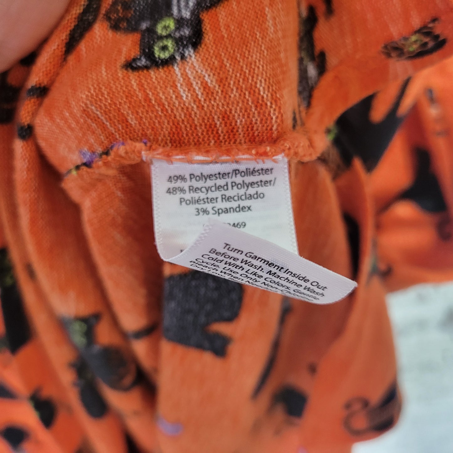 Celebrate Womens XL Halloween Pajama Top Orange Cat Print Short Sleeve ORA22XE