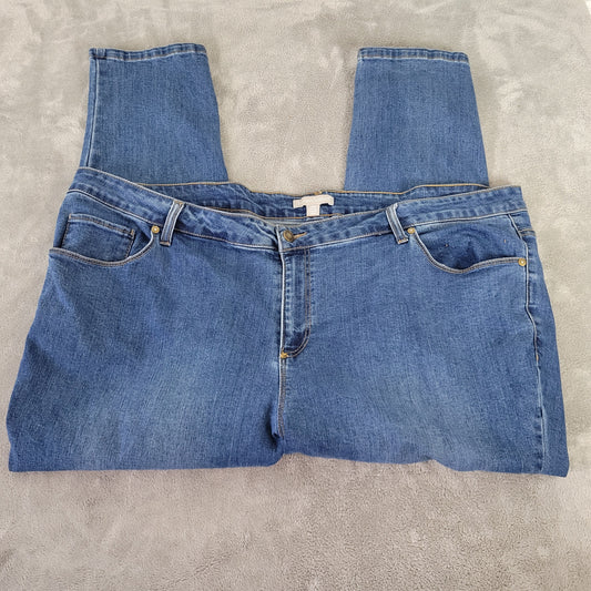 Woman Within Jeans 26WP Petite Plus Dark Wash Stretch Straight Leg Elastic SL32E