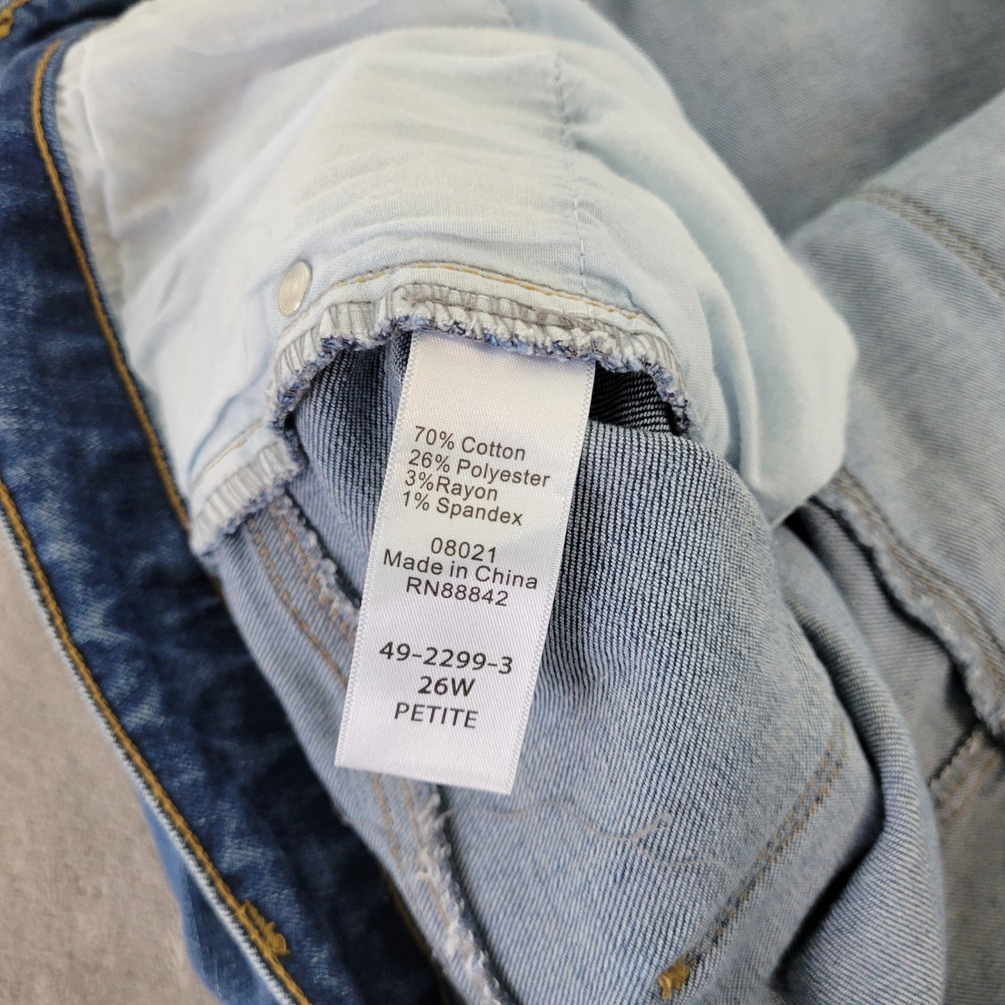 Woman Within Jeans 26WP Petite Plus Dark Wash Stretch Straight Leg Elastic SL32E