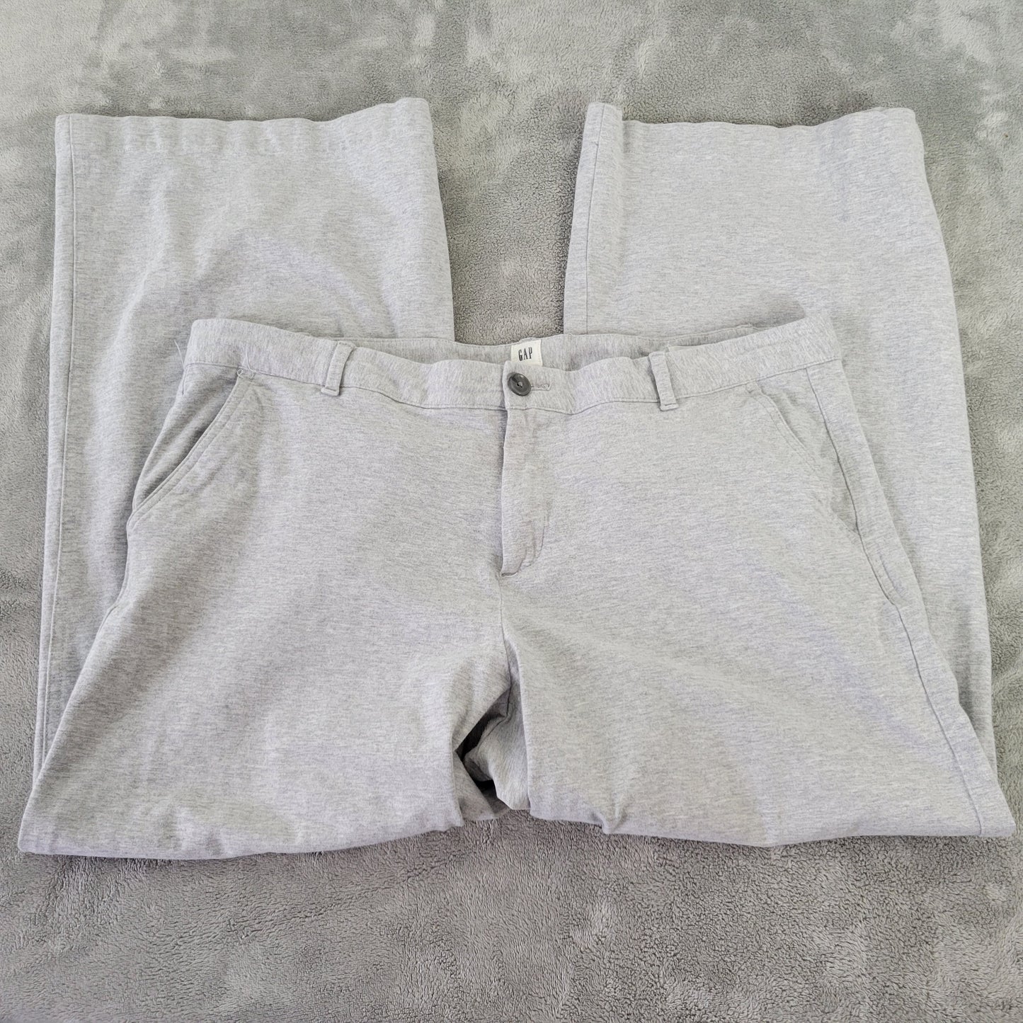 Gap Women Pants 18 Wide Leg Cropped Gray Elastic Waist Pockets Comfort GRA83E