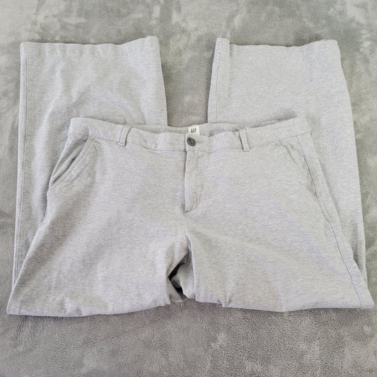 Gap Women Pants 18 Wide Leg Cropped Gray Elastic Waist Pockets Comfort GRA83E