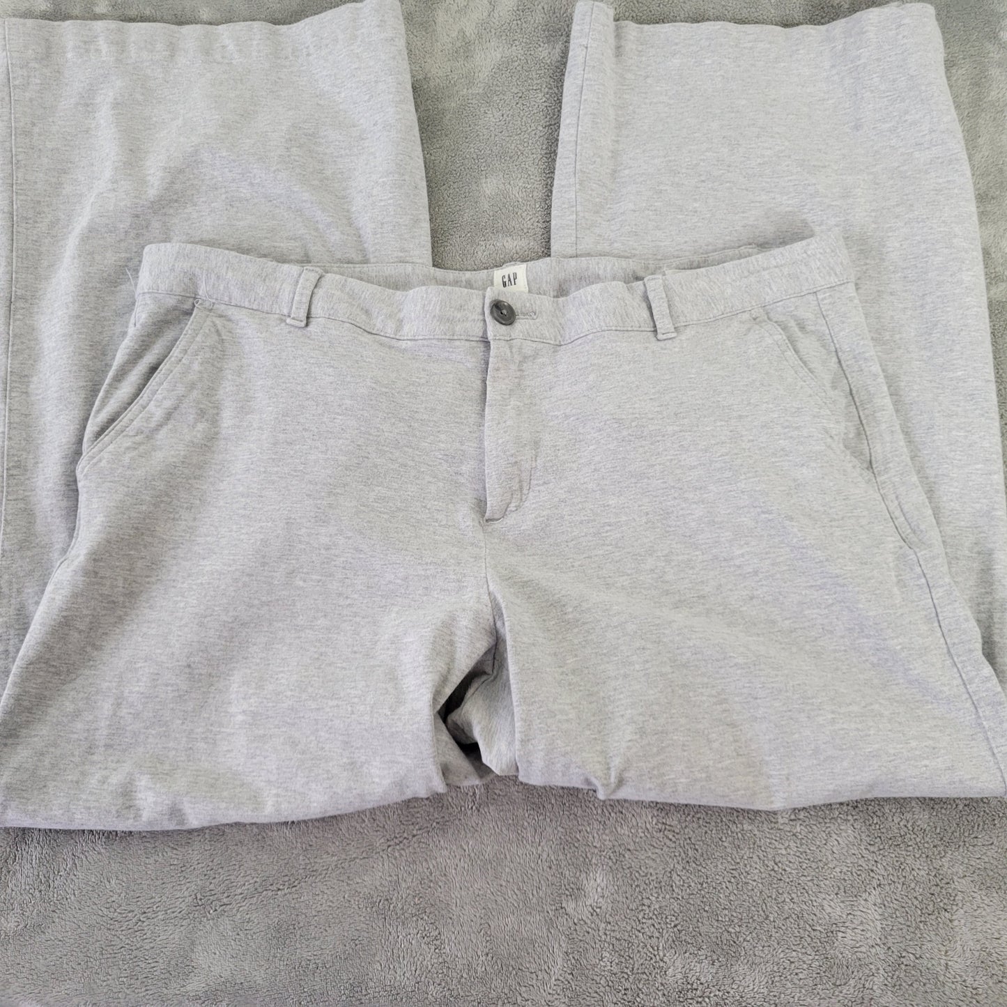 Gap Women Pants 18 Wide Leg Cropped Gray Elastic Waist Pockets Comfort GRA83E