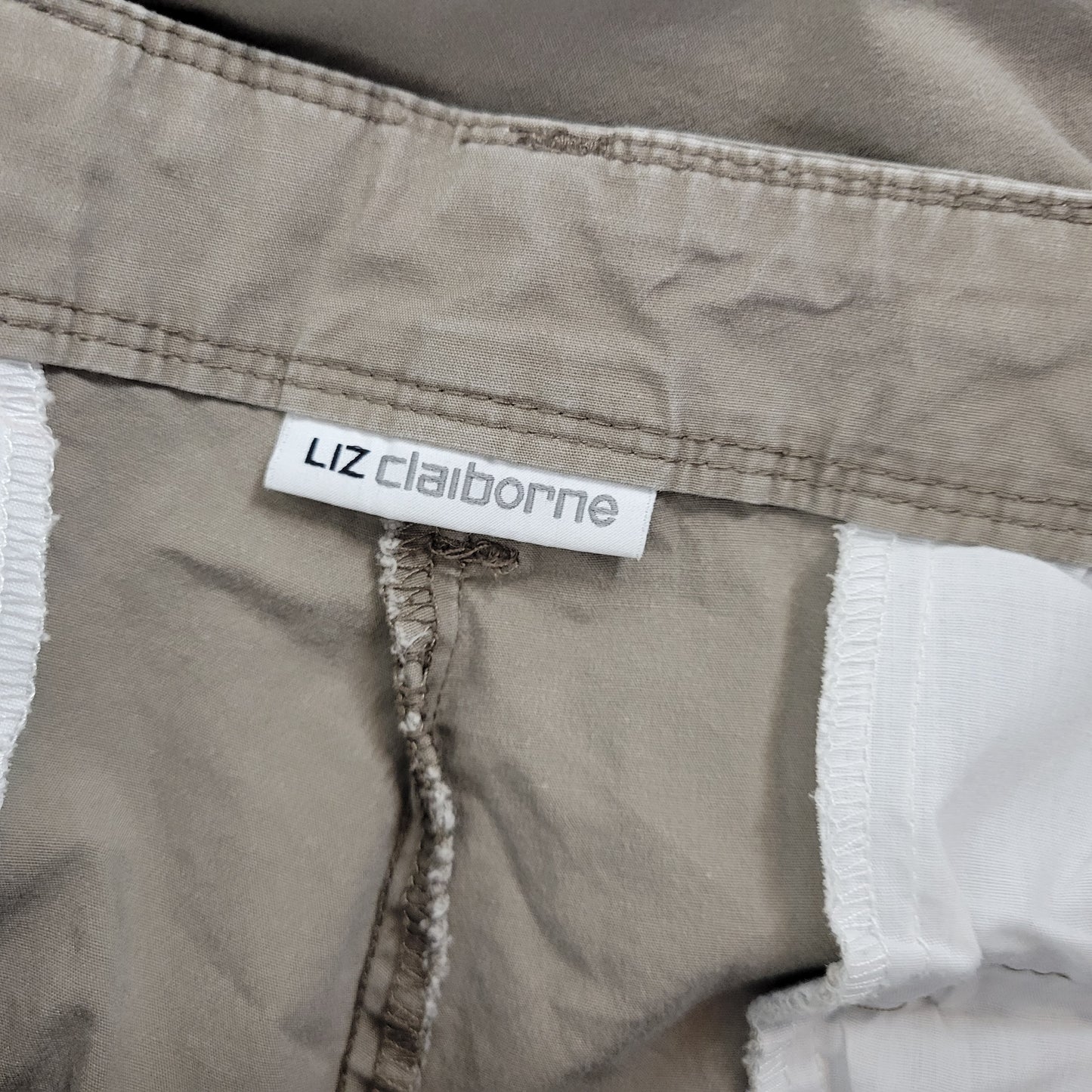 Liz Claiborne 18 Women's Capri Pants Tan Cotton Blend Straight Leg BRO21E