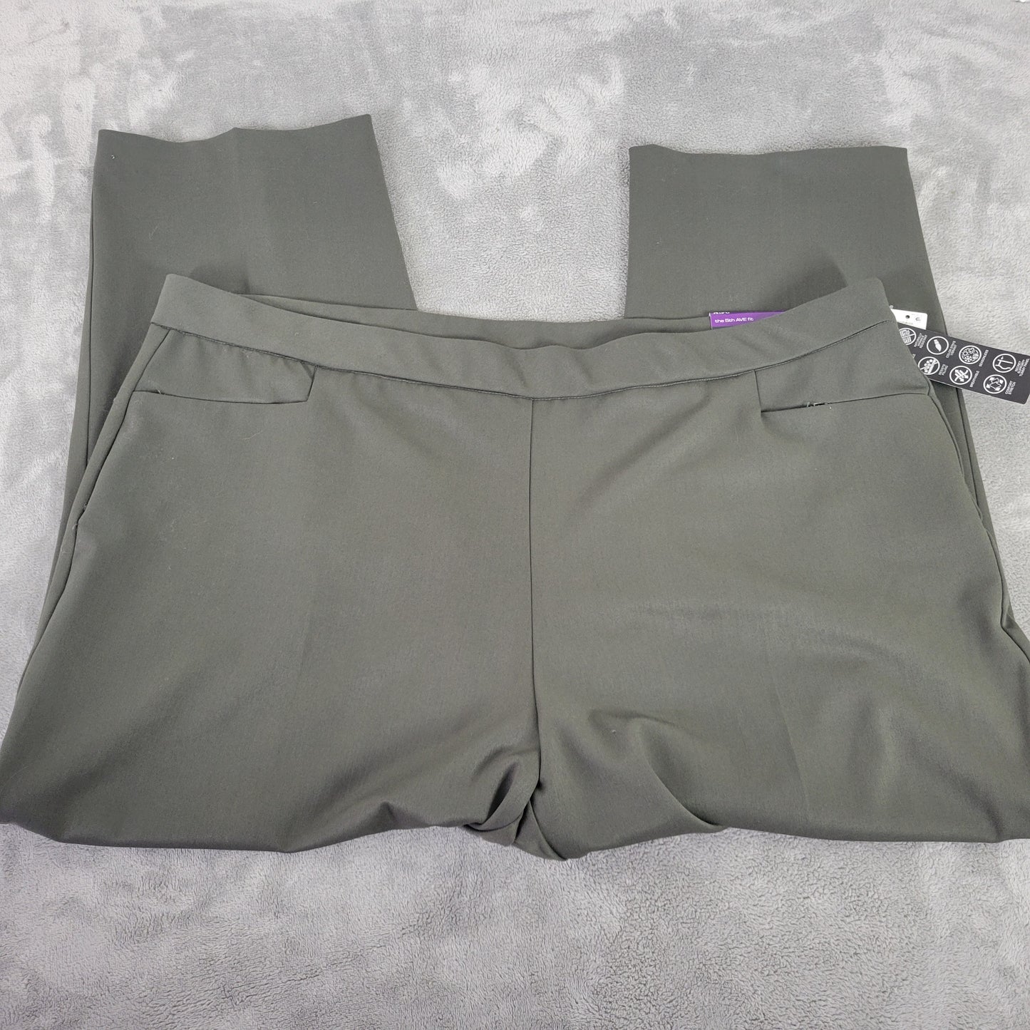 Investments 5th Avenue 24W Pants Green Flare Capri Cropped Elastic Waist GRE28E