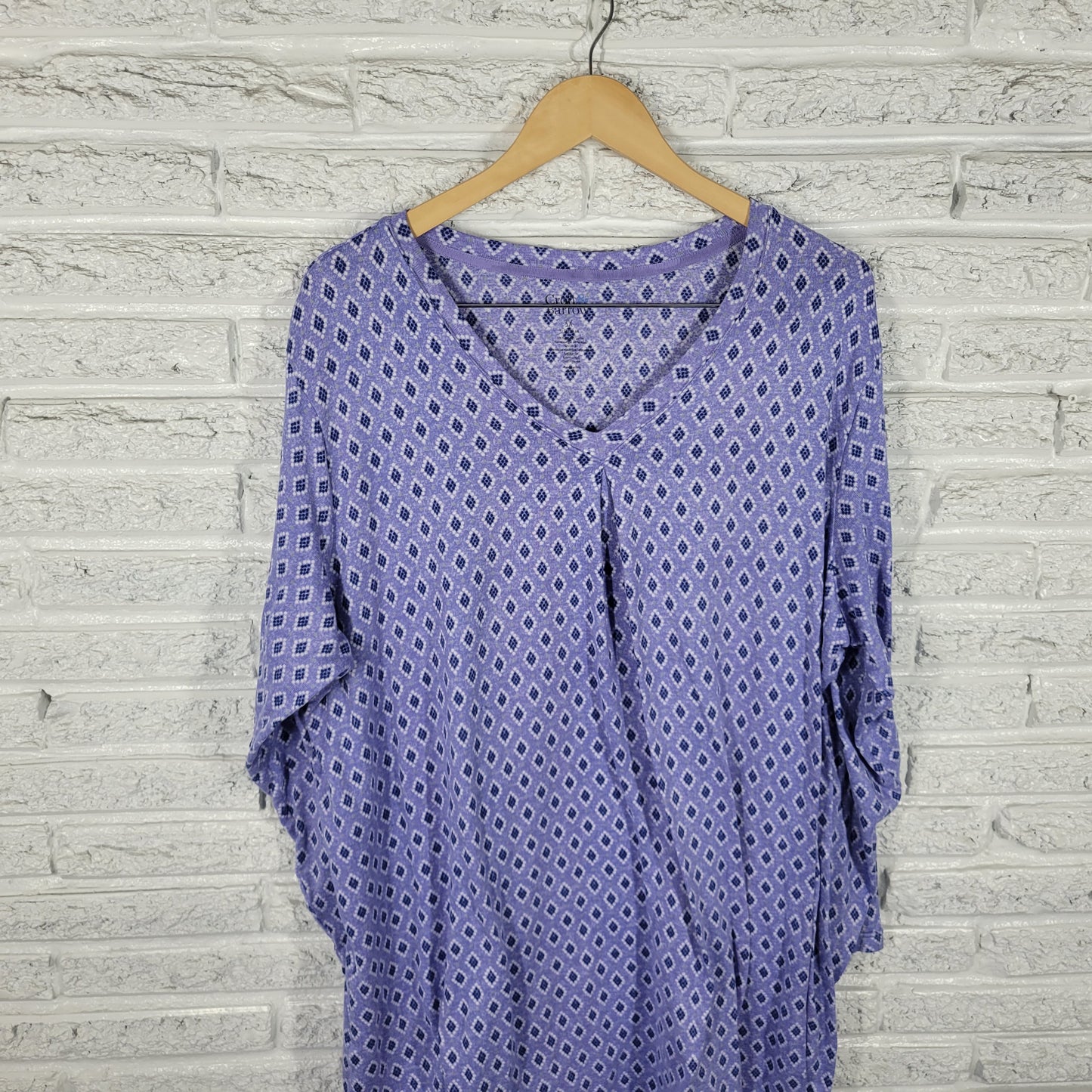 Croft & Barrow Women Pajama Top Sleep Shirt 3X Plus Blue Geometric SWE48E