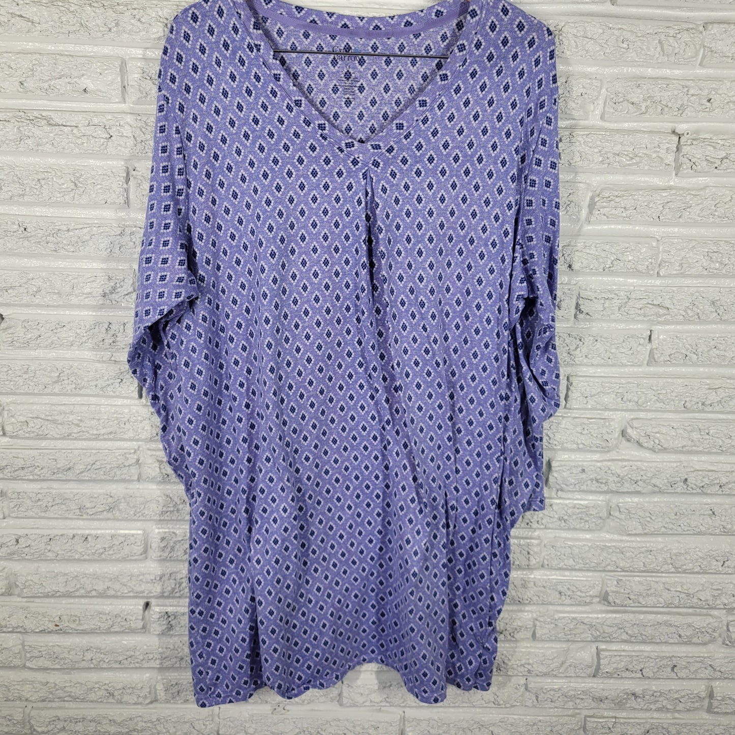 Croft & Barrow Women Pajama Top Sleep Shirt 3X Plus Blue Geometric SWE48E