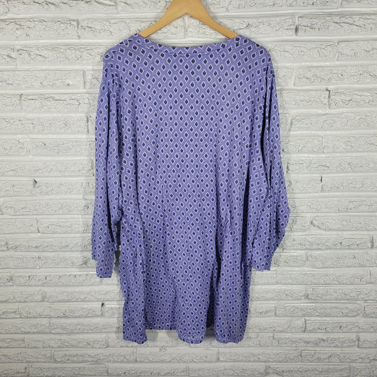 Croft & Barrow Women Pajama Top Sleep Shirt 3X Plus Blue Geometric SWE48E