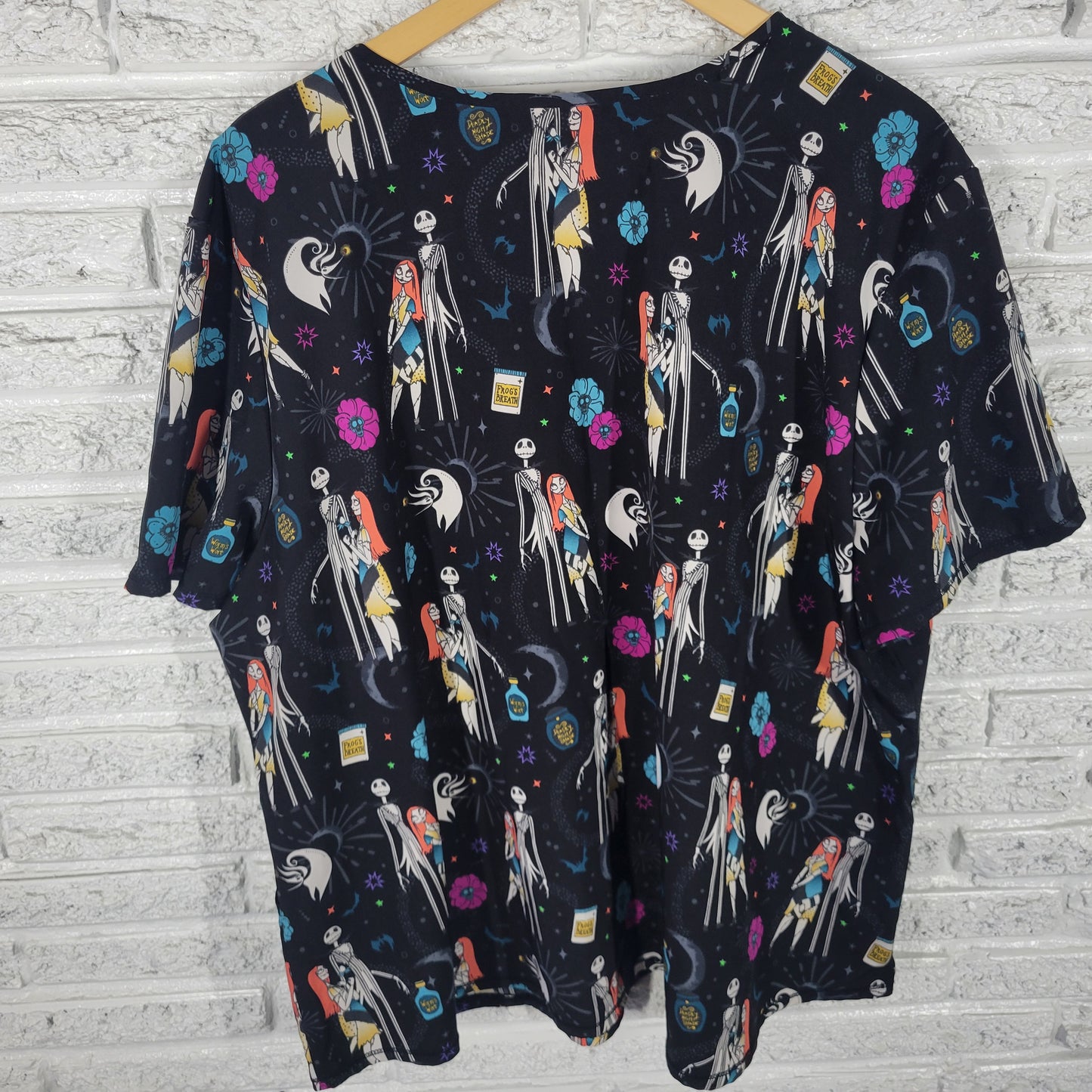 Disney Nightmare Before Christmas Scrub Top 3XL Unisex Black Medical NOV76E