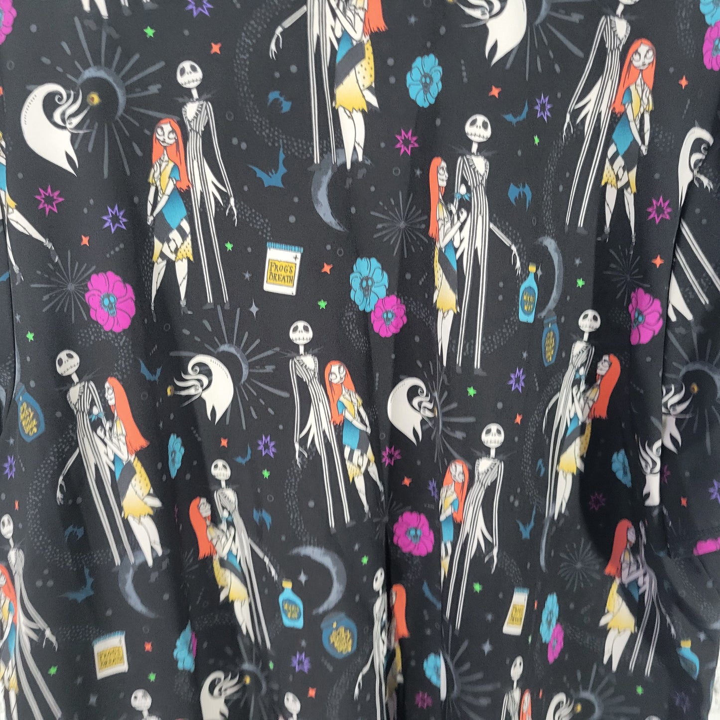 Disney Nightmare Before Christmas Scrub Top 3XL Unisex Black Medical NOV76E