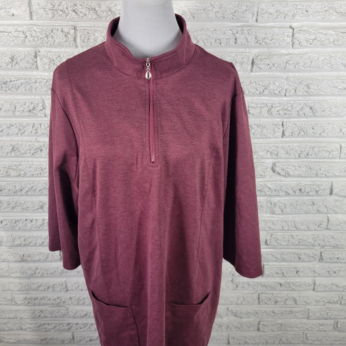 NorthStyle Women Smock Jacket 2X Plus Purple 1/4 Zip Pullover Stretch PUR44E