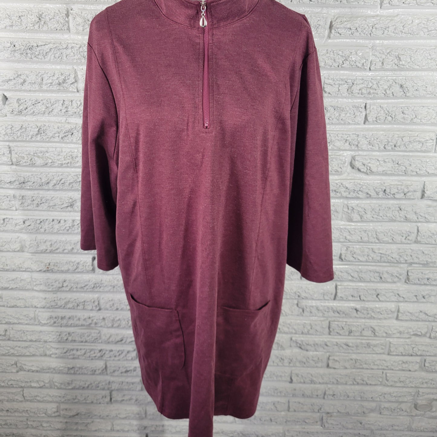 NorthStyle Women Smock Jacket 2X Plus Purple 1/4 Zip Pullover Stretch PUR44E