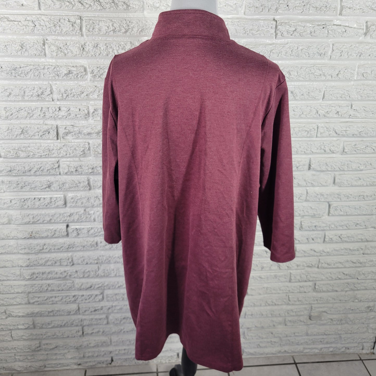 NorthStyle Women Smock Jacket 2X Plus Purple 1/4 Zip Pullover Stretch PUR44E