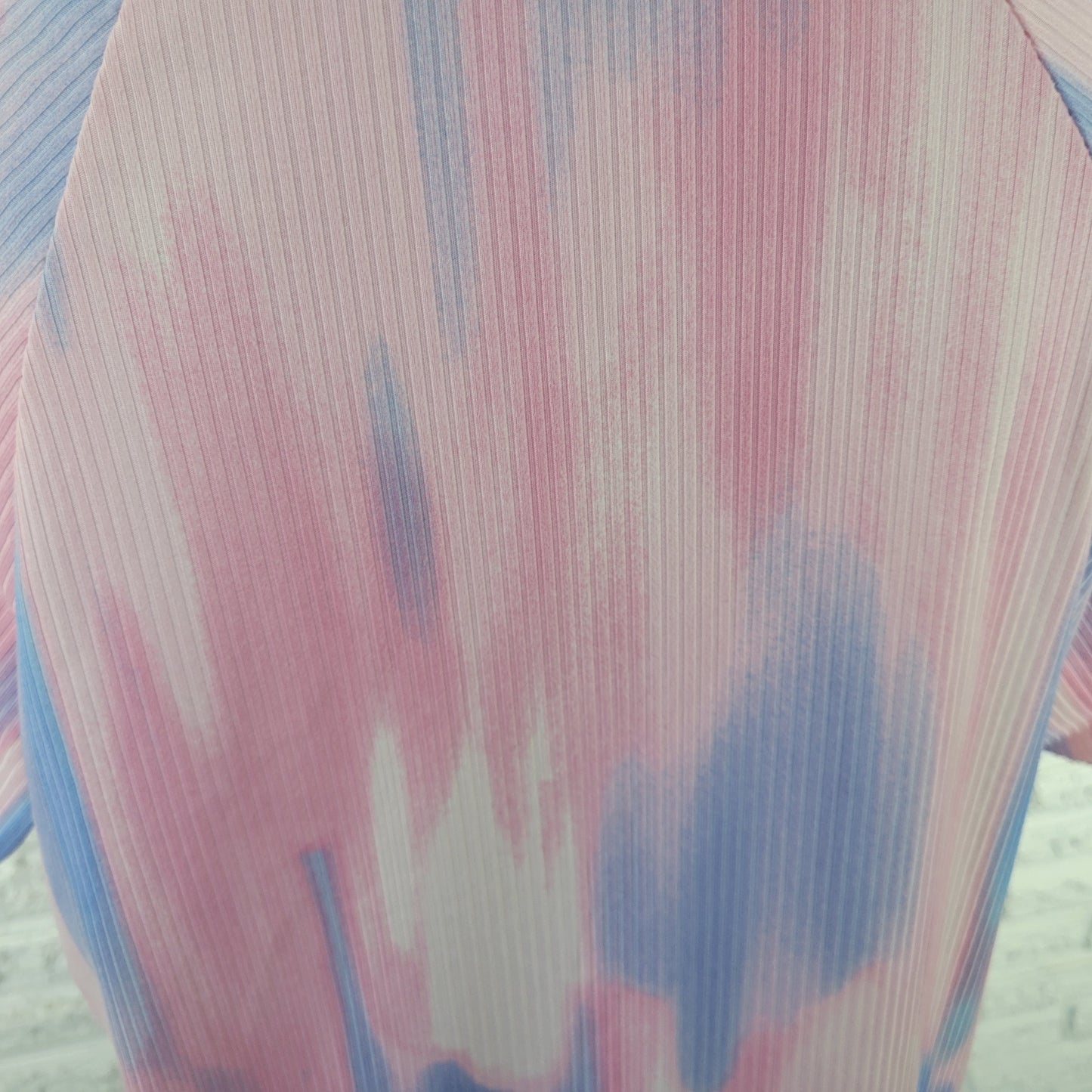 C'est La Vie Women 1X Pink Blue Watercolor Tee Short Sleeve Tie Hem Crew WAT56E